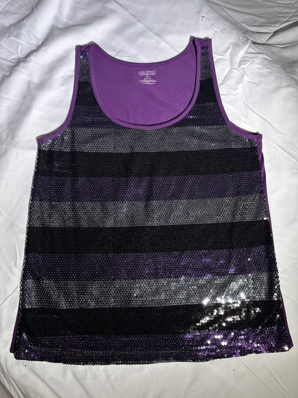 Lane Bryant Purple Silver and Black tank top
